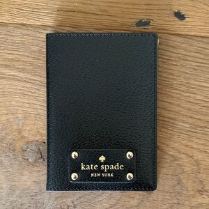 NWOT Kate Spade Black and Gold Passport Holder